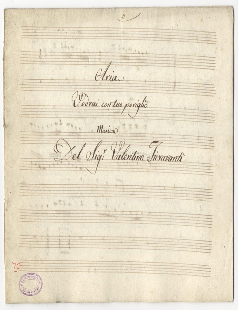 Item #40249 Aria Vedrai con tuo periglio. [Copyist manuscript for voice and piano]. Valentino FIORAVANTI.