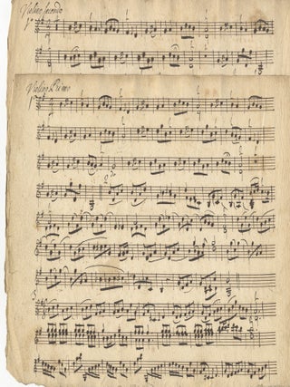 Item #40865 Three duos for two violins. [Parts]. [Copyist musical manuscript]. ANON. - 18th...