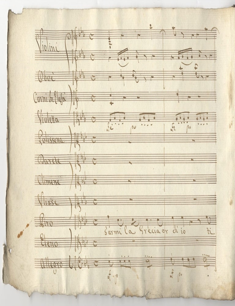 Item #40902 Sestetto S'armi la Grecia or ch'io. Copyist manuscript full score]. Giovanni PAISIELLO.