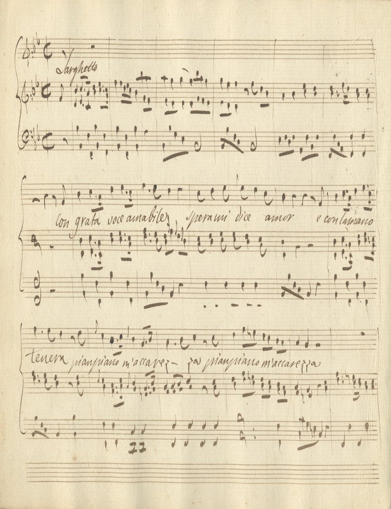 Item #40918 Collection of copyist musical manuscripts of aria arrangements for voice and harp, all unrecorded. Giuseppe fl. ca. 1790 ROGGERO, arranger, Giacomo Tritto, Niccol&ograve; Zingarelli, Gaetano Isola, Pasquale Anfossi, Giuseppe Sarti.