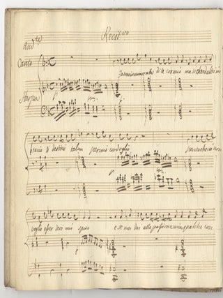 Collection of copyist musical manuscripts of aria arrangements for voice and harp, all unrecorded