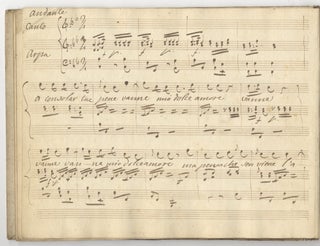 Collection of copyist musical manuscripts of aria arrangements for voice and harp, all unrecorded