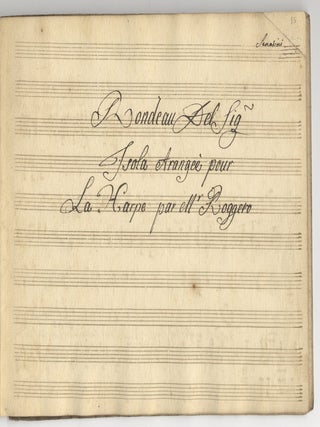 Collection of copyist musical manuscripts of aria arrangements for voice and harp, all unrecorded