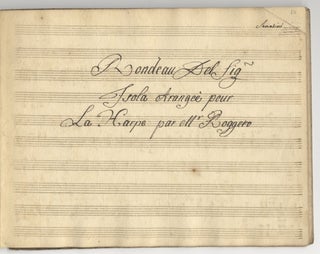 Collection of copyist musical manuscripts of aria arrangements for voice and harp, all unrecorded