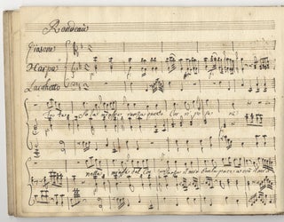 Collection of copyist musical manuscripts of aria arrangements for voice and harp, all unrecorded
