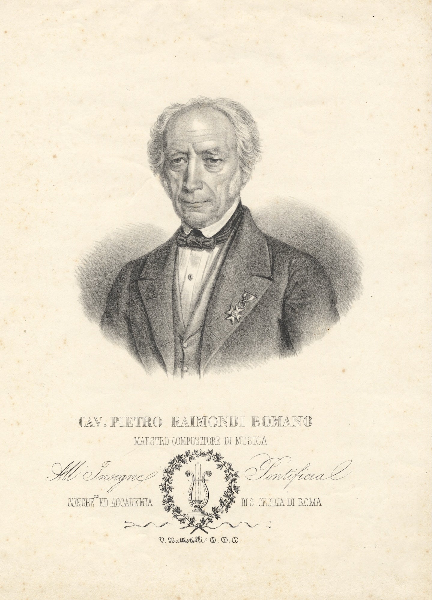 Cav. Pietro Raimondi Romano Maestro Compositore di Musica. All' Insigne ...