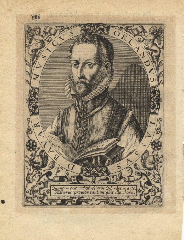 Item #41165 Portrait engraving by Theodor de Bry (1528-1598). Orlando di LASSO.