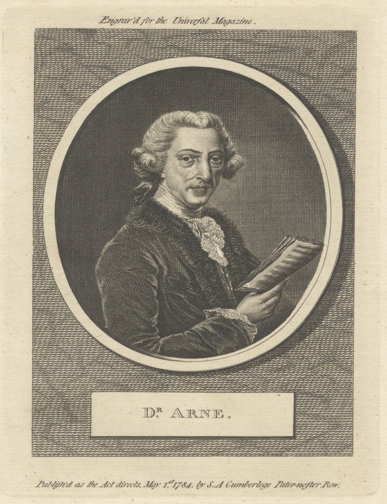 Item #41446 Portrait engraving. Thomas Augustine ARNE.