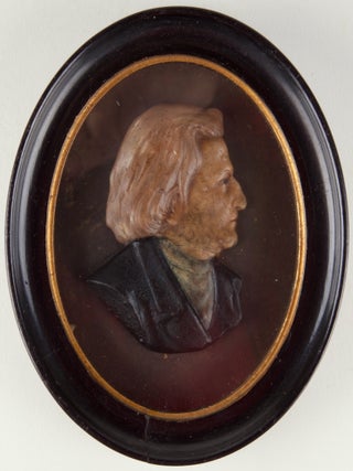 Item #41451 Portrait of the composer in colored wax. Artist unknown. 19th century. Franz LISZT