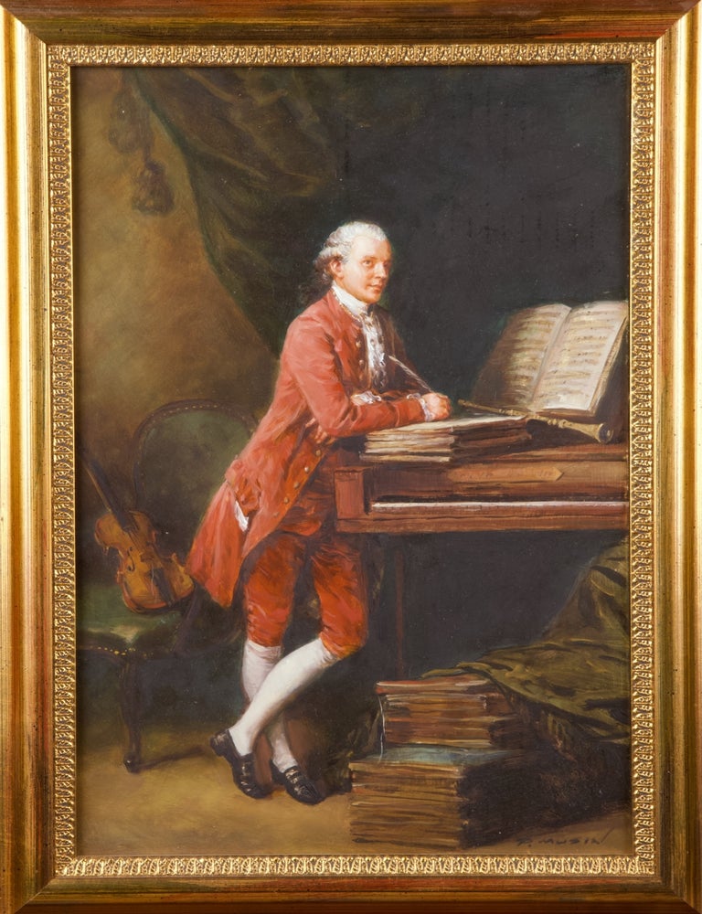 Item #41467 Painting of the noted oboist and composer signed P. Musin after the original by Thomas Gainsborough (1727-1788). Late 20th century. Johann Christian FISCHER.