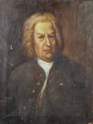 Item #41483 19th century portrait painting in oils on canvas. Unsigned. Johann Sebastian BACH