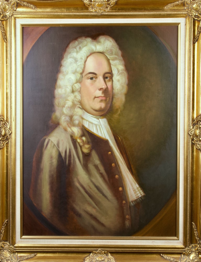 Item #41493 Large portrait painting of Handel. Late 20th century copy after the original by Balthasar Denner (1685-1749), one of the earliest authentic portraits of the composer. George Frideric HANDEL.