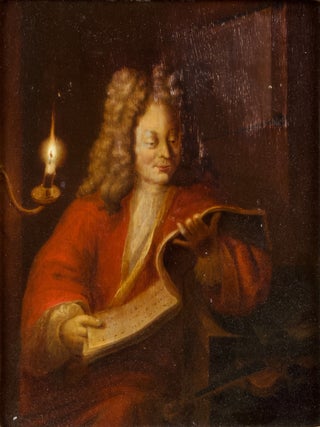 Item #41567 Original painting of a violinist by a [?German] follower of the renowned Dutch artist...